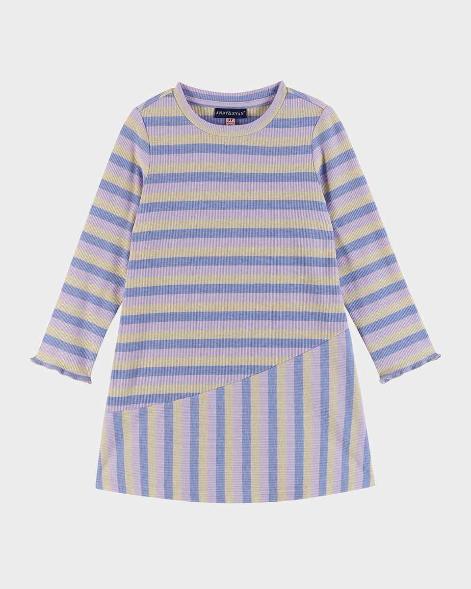 Girl's Knit Striped Asymmetrical Dress, Size 2T-